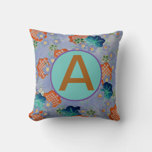 Coussin MONOGRAMME PERSONNALISÉ MOTIF JAPONAIS JAUNE Oreil