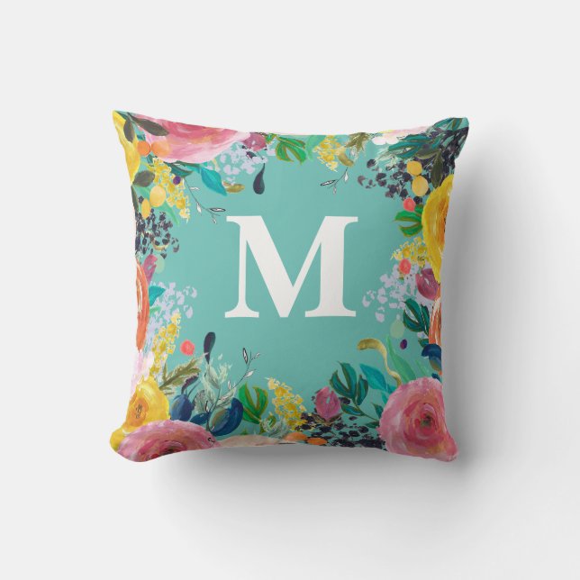 Coussin Monogramme personnalisé peint initial (Recto)