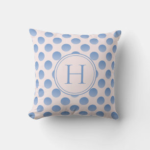 Coussin Monogramme personnalisé Pois Bleus Pastel
