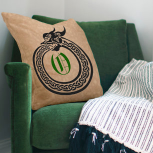 Coussin Monogramme personnalisé Style Celtique Ouroboros