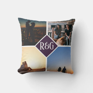 Coussin Monogramme Personnalisé Violet 4 Photos