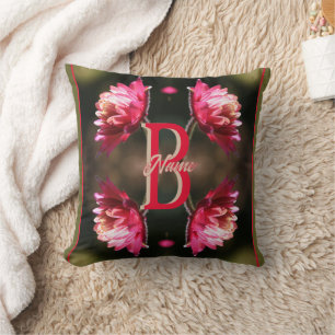 Coussin Monogramme personnalisé Votre initiale Nom Fleur r
