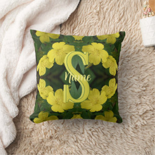 Coussin Monogramme personnalisé Votre initiale Nom Géraniu