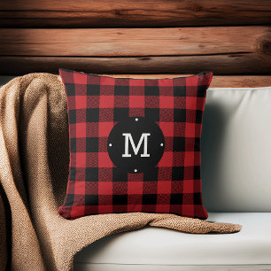 Coussin Monogramme Plaid pour le contrôle du buffle rouge