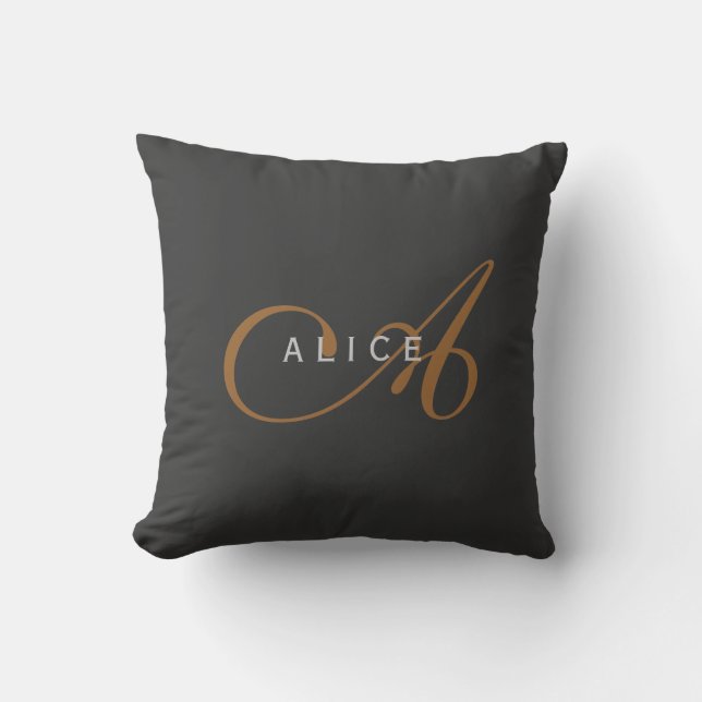Coussin Monogramme plat tendance Nom initial (Recto)