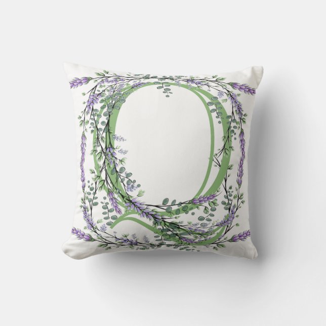 Coussin Monogramme Q Lavande Eucalyptus (Recto)