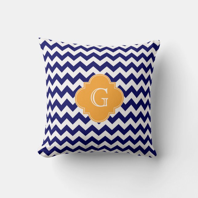 Coussin Monogramme Quatrefoil de la Marine Whats Chevron C (Recto)