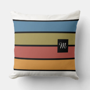 Coussin Monogramme Rayures Épaisses