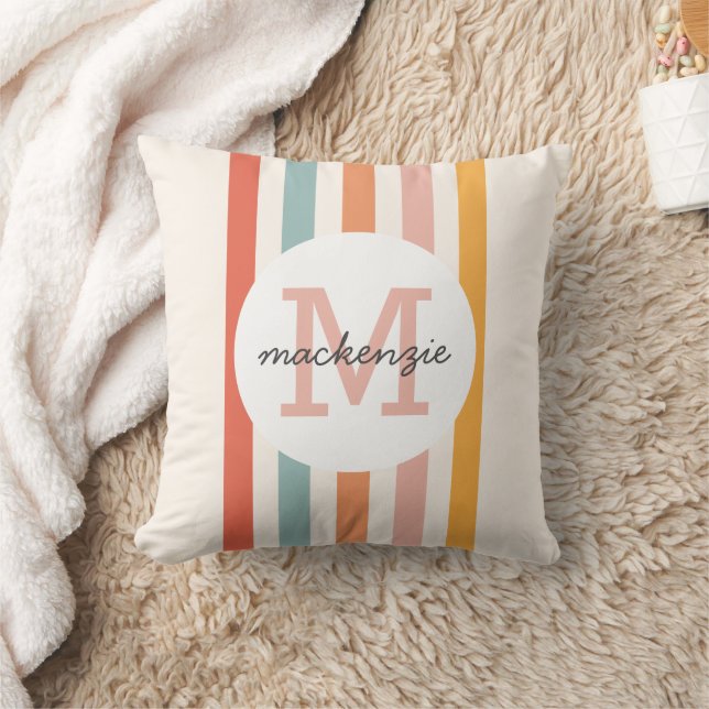 Coussin Monogramme Retro Grandes Colorées Personnalisées (Couverture)
