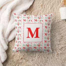 Coussin Monogrammé Rétro Joyeux et Lumineux Noël