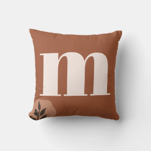 Coussin Monogramme rétro personnalisé avec Boho en terre c
