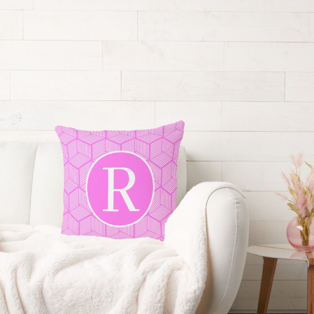 Coussin Monogramme RF Classic Serif Cubes Pink (Canapé)