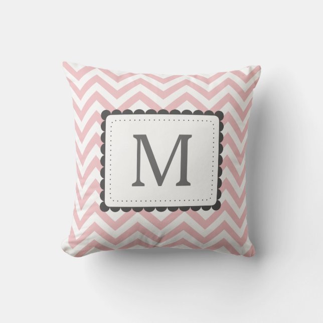 Coussin Monogramme rose-clair et blanc de coutume de (Recto)