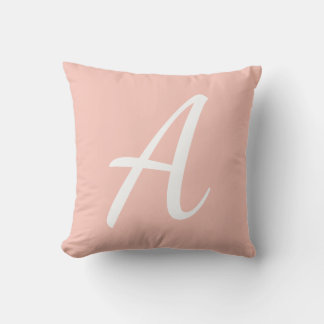 Coussin Monogramme rose corail