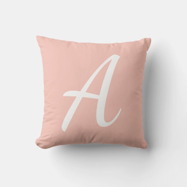 Coussin Monogramme rose corail (Recto)