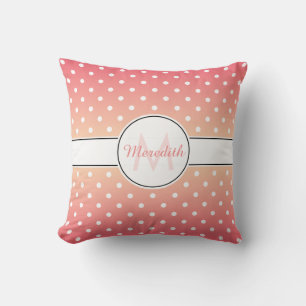 Coussin Monogramme rose Fille Pointe Polka