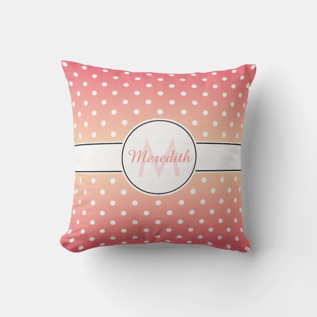 Coussin Monogramme rose Fille Pointe Polka (Recto)