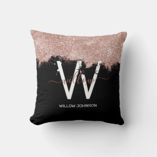 Coussin Monogramme rose Gold Rose Black Girl Parties scint