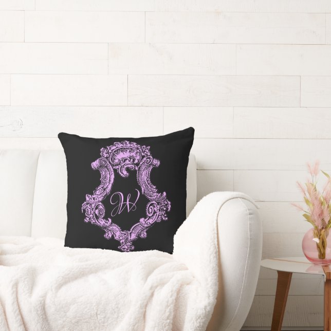 Coussin Monogramme rose gothique romantique (Canapé)