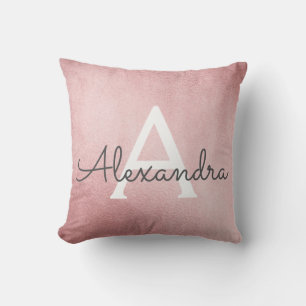 Coussin Monogramme rose or rose Nom et initiale