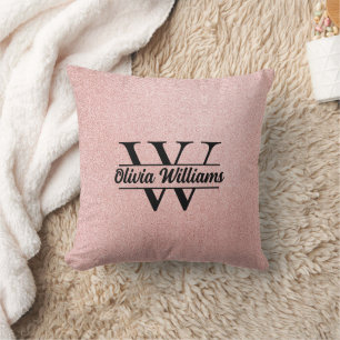 Coussin Monogramme rose Parties scintillant or   Girly Mod