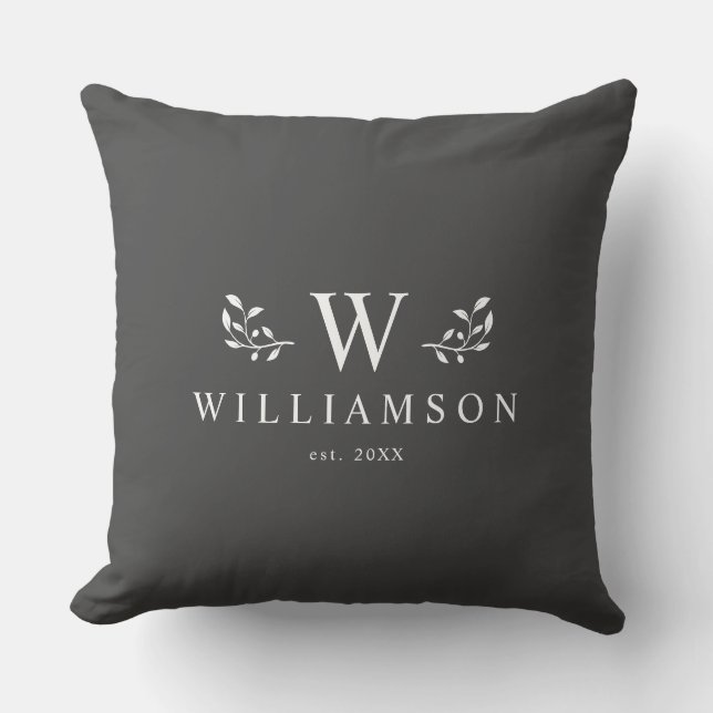 Coussin Monogramme rustique moderne Nom de famille personn (Recto)