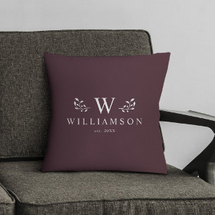 Coussin Monogramme Rustique moderne Personnalisé Nom de f