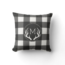 Monogramme rustique noir et blanc Antlers