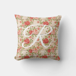 Coussin Monogramme rustique Rose Vintage