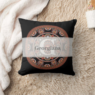 Coussin Monogramme Safari Sunset Bohemian Dot Mandala