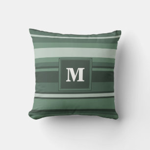 Coussin Monogramme sauge bandes vertes