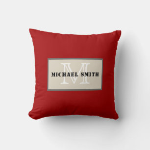 Coussin Monogramme simple bonbon foncé pomme Arrière - pla
