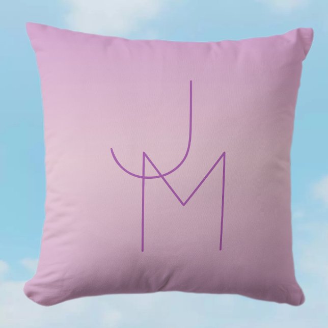 Coussin Monogramme superposé unique | Lavande rose tendre (Créateur téléchargé)