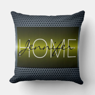 Coussin Monogramme Trous métalliques verts Revêtement méta