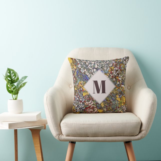 Coussin Monogramme végétal en verre feuilleté (Chaise)