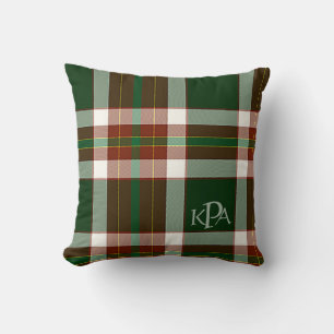 Coussin Monogramme vert, rouge et crème Vacances Plaid