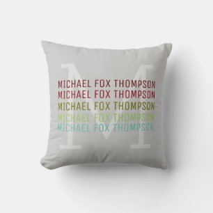 Coussin Monographie cool et moderne sur gris clair