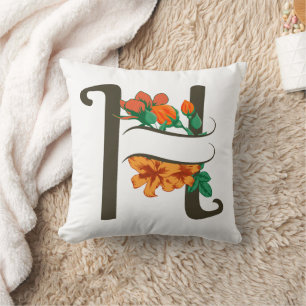 Coussin Monographie florale H lettre majuscule