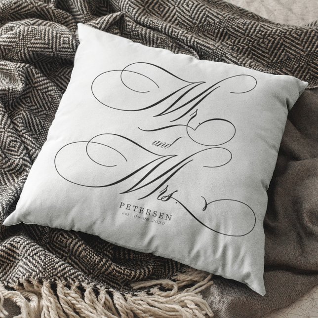 Coussin Monsieur et Madame calligraphie personnalisée pour (Créateur téléchargé)