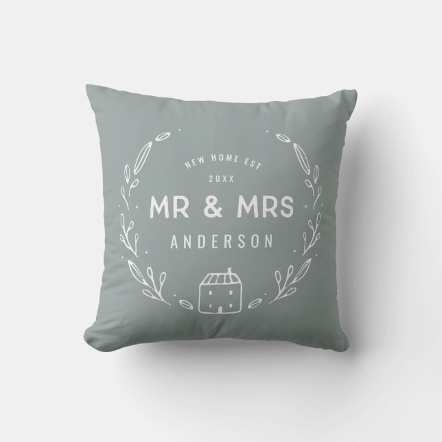 Coussin Monsieur et Madame nouvelle maison (Recto)