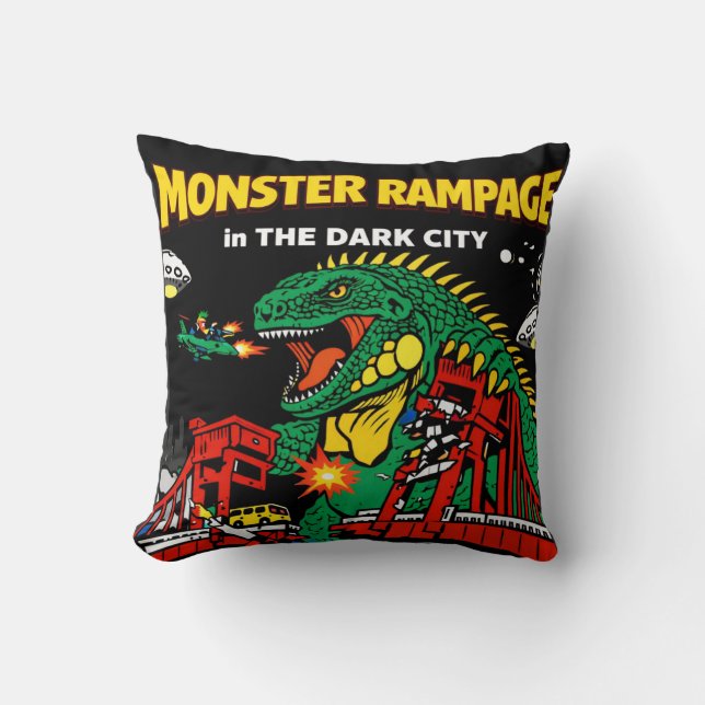 Coussin Monster Rampage in Dark City (Recto)