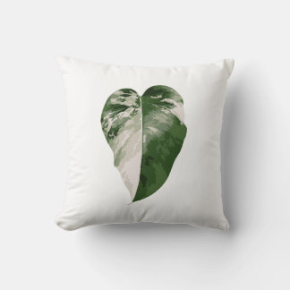 Coussin Monstera Albo Heart — Art de plante réelle pour la