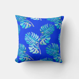 Coussin Monstera Brise Bleu Cobalt