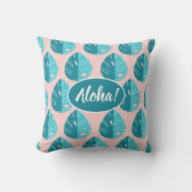 Monstera Leaves - Blue and Pink