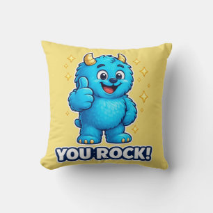 Coussin Monstre Bleu Heureux Vous êtes Génial Étoile Dorée