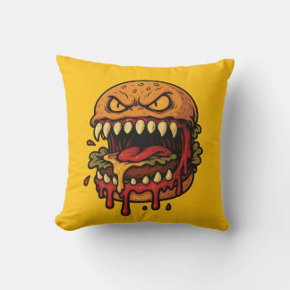 Coussin Monstre Cheeseburger jaune