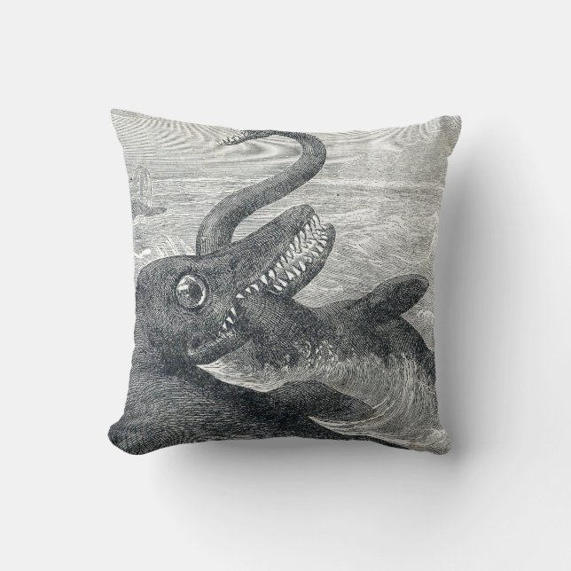 Coussin Monstre de mer contre le serpent de mer (Recto)