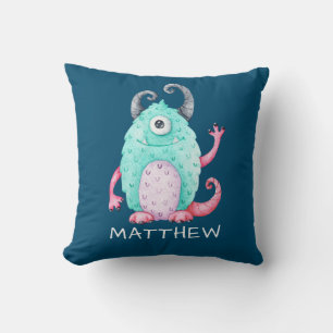 Coussin Monstre de mignonette personnalisé du garçon