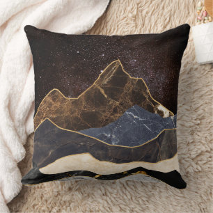Coussin Montagnes Abstraites en marbre sous ciel étoilé