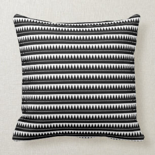 Coussin Montagnes Aztèques - Noir sur Blanc